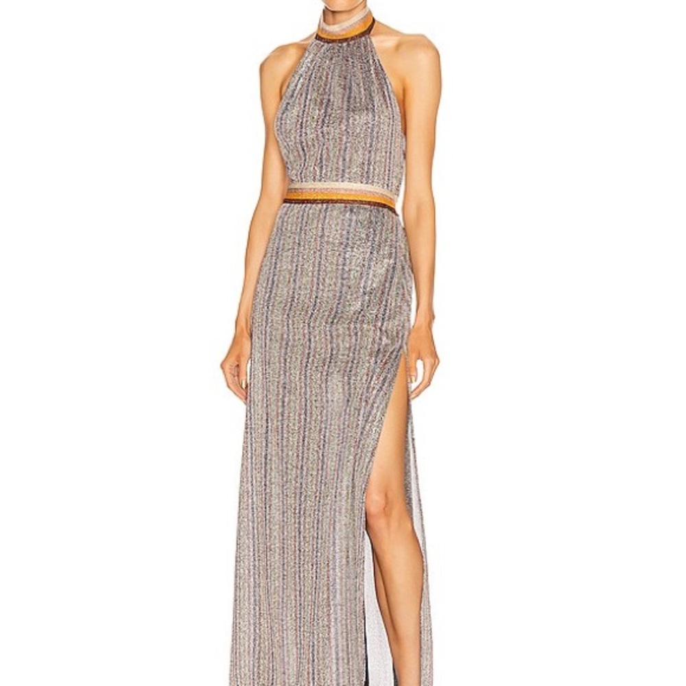 Jonathan Simhkai Metallic Halter Maxi Dress